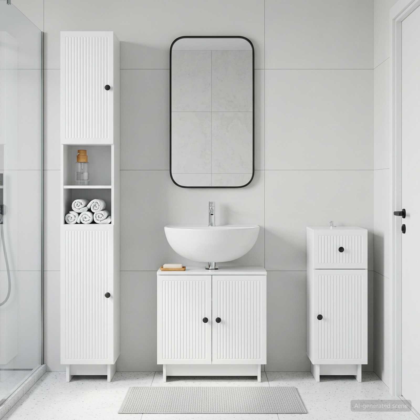 vidaXL 3 Piece Bathroom Cabinet Set EDE Engineered Wood 3