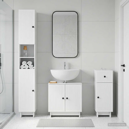 vidaXL 3 Piece Bathroom Cabinet Set EDE Engineered Wood 3