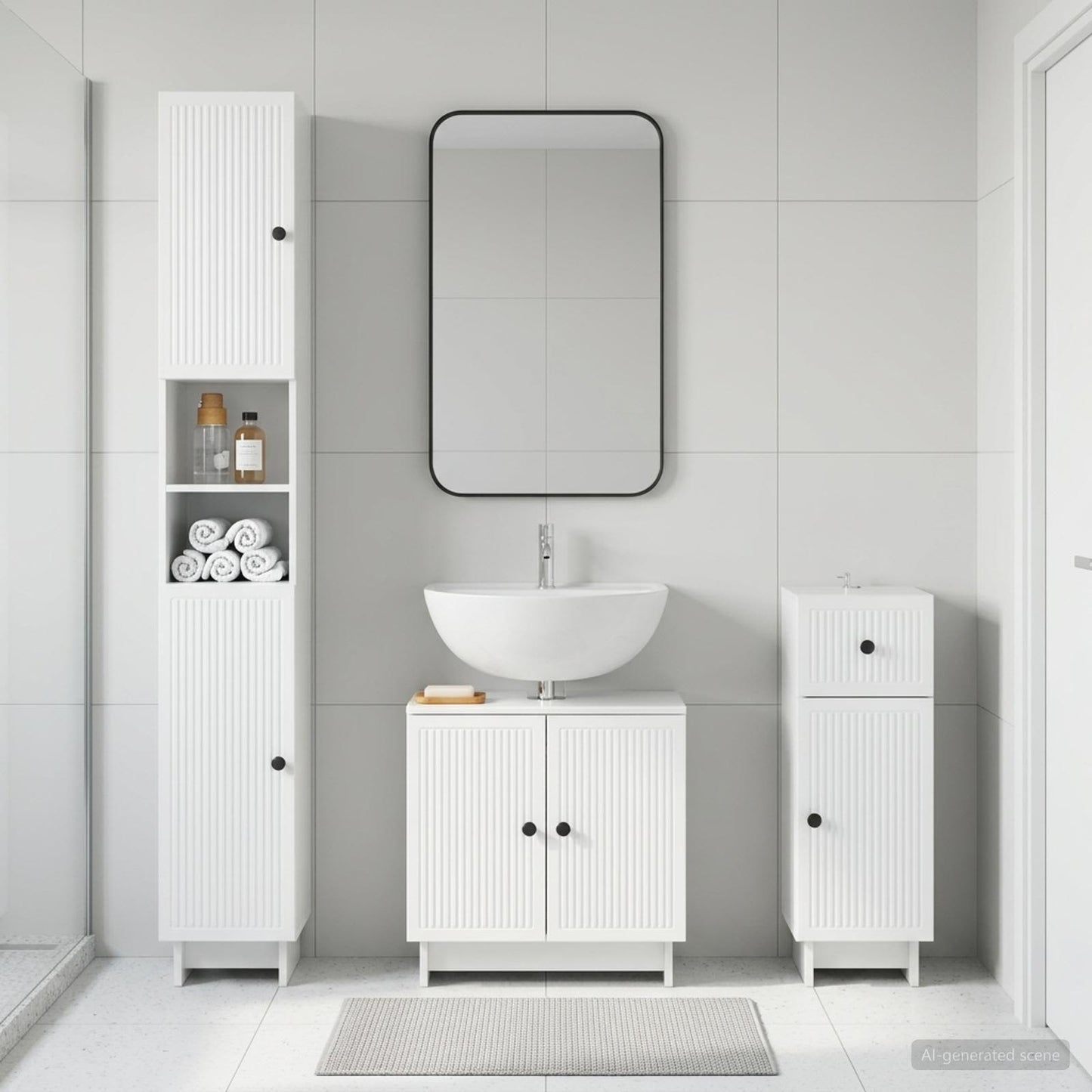 vidaXL 3 Piece Bathroom Cabinet Set EDE Engineered Wood 1