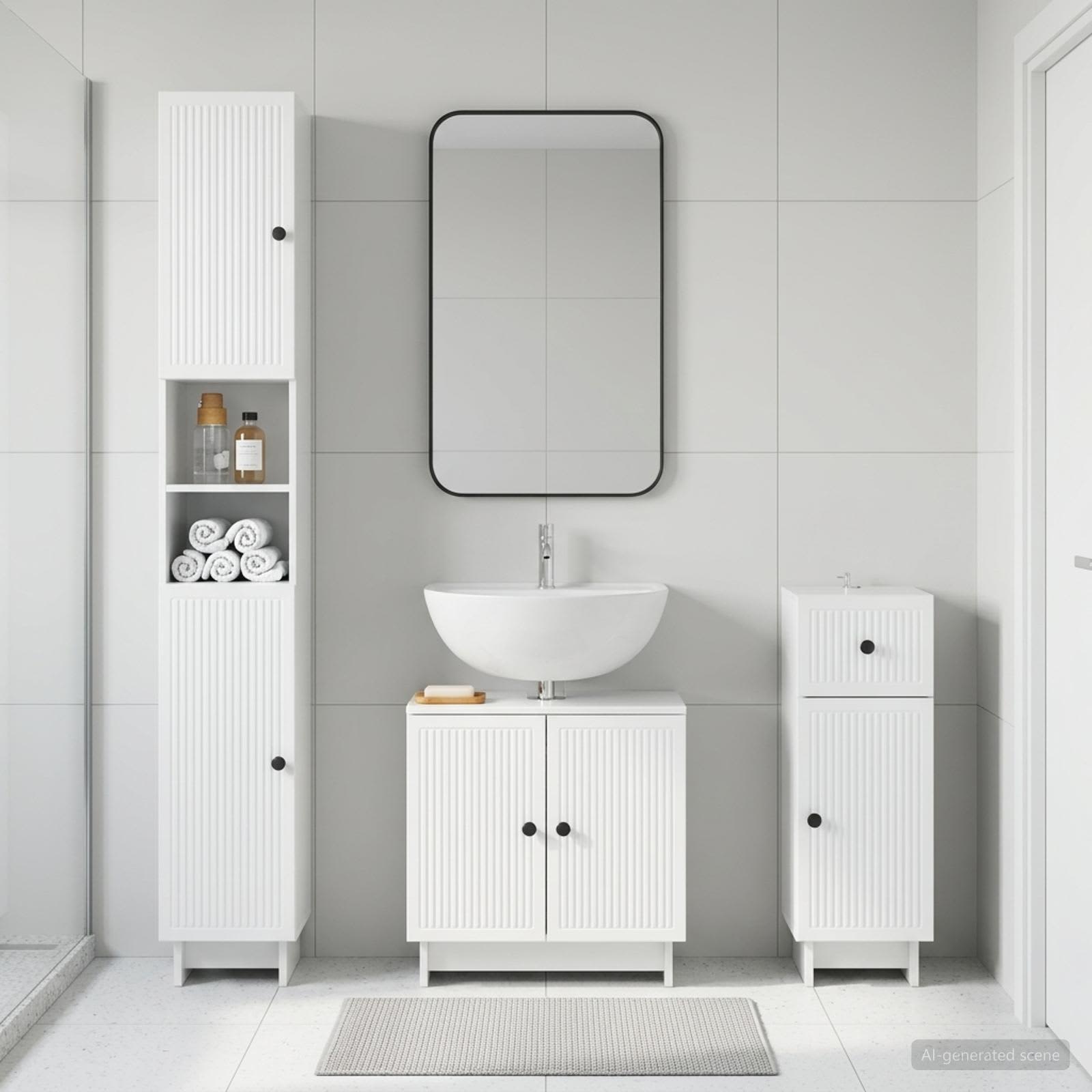 vidaXL 3 Piece Bathroom Cabinet Set EDE Engineered Wood 1