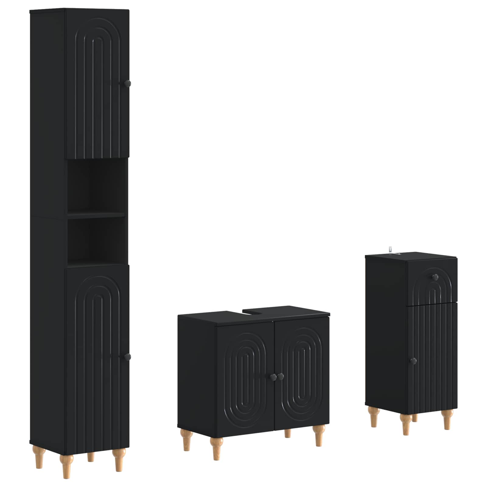 vidaXL 3 Piece Bathroom Cabinet Set ALKMAAR Engineered Wood 2