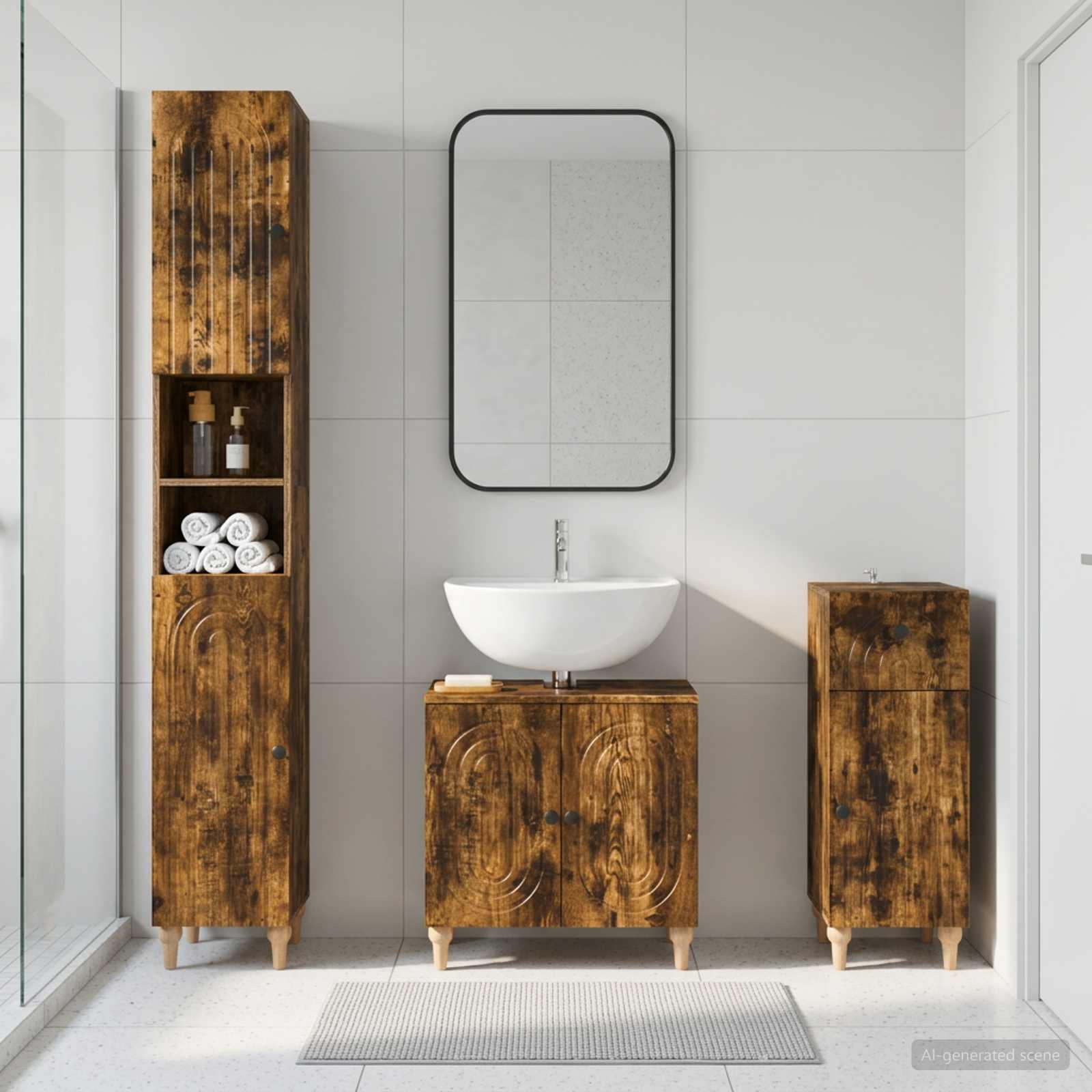 vidaXL 3 Piece Bathroom Cabinet Set ALKMAAR Engineered Wood 1