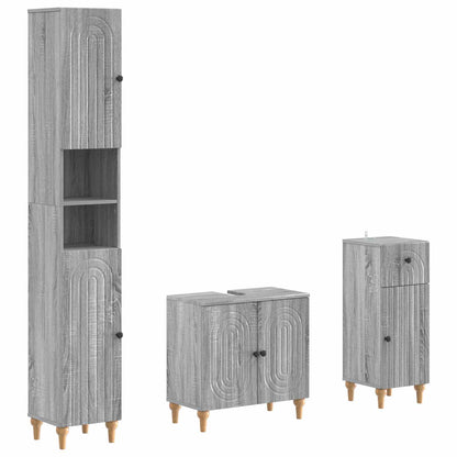 vidaXL 3 Piece Bathroom Cabinet Set ALKMAAR Grey Sonoma 2