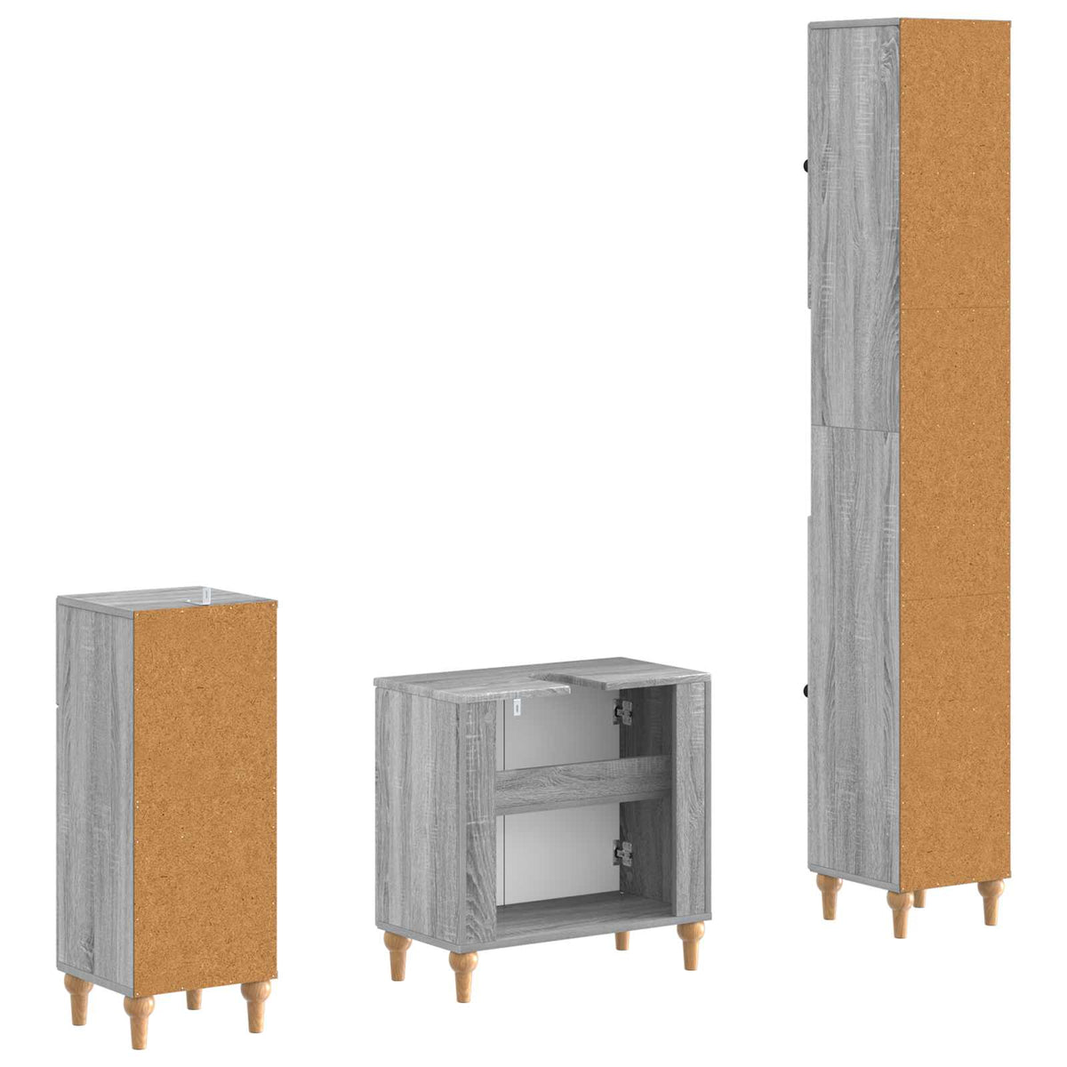 vidaXL 3 Piece Bathroom Cabinet Set ALKMAAR Grey Sonoma 6