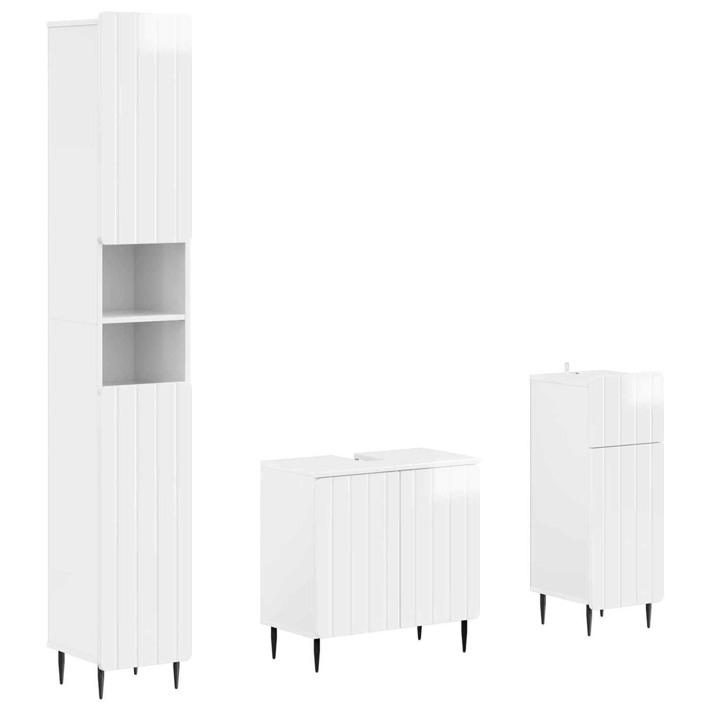 vidaXL 3 Piece Bathroom Cabinet Set ZWOLLE Engineered Wood 2