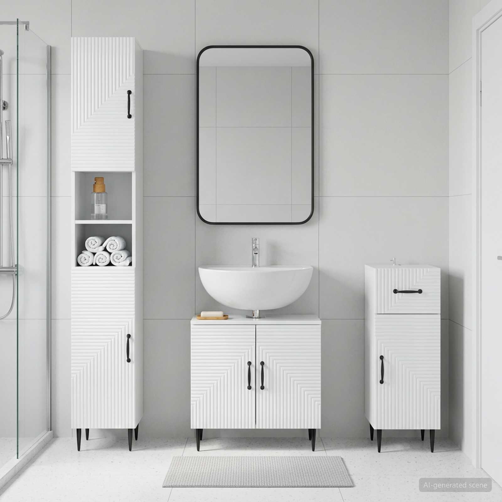 vidaXL 3 Piece Bathroom Cabinet Set HAARLEM Engineered Wood 1