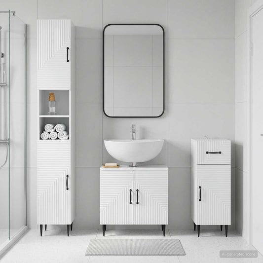 vidaXL 3 Piece Bathroom Cabinet Set HAARLEM Engineered Wood 1