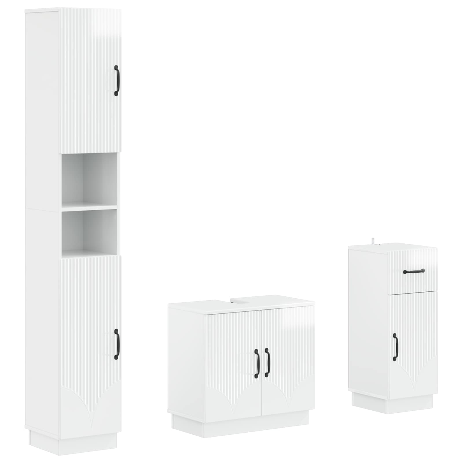 vidaXL 3 Piece Bathroom Cabinet Set HOORN Engineered Wood 2
