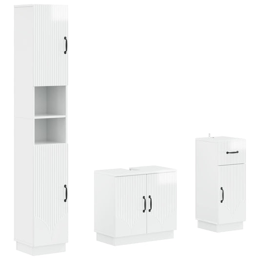 vidaXL 3 Piece Bathroom Cabinet Set HOORN Engineered Wood 2