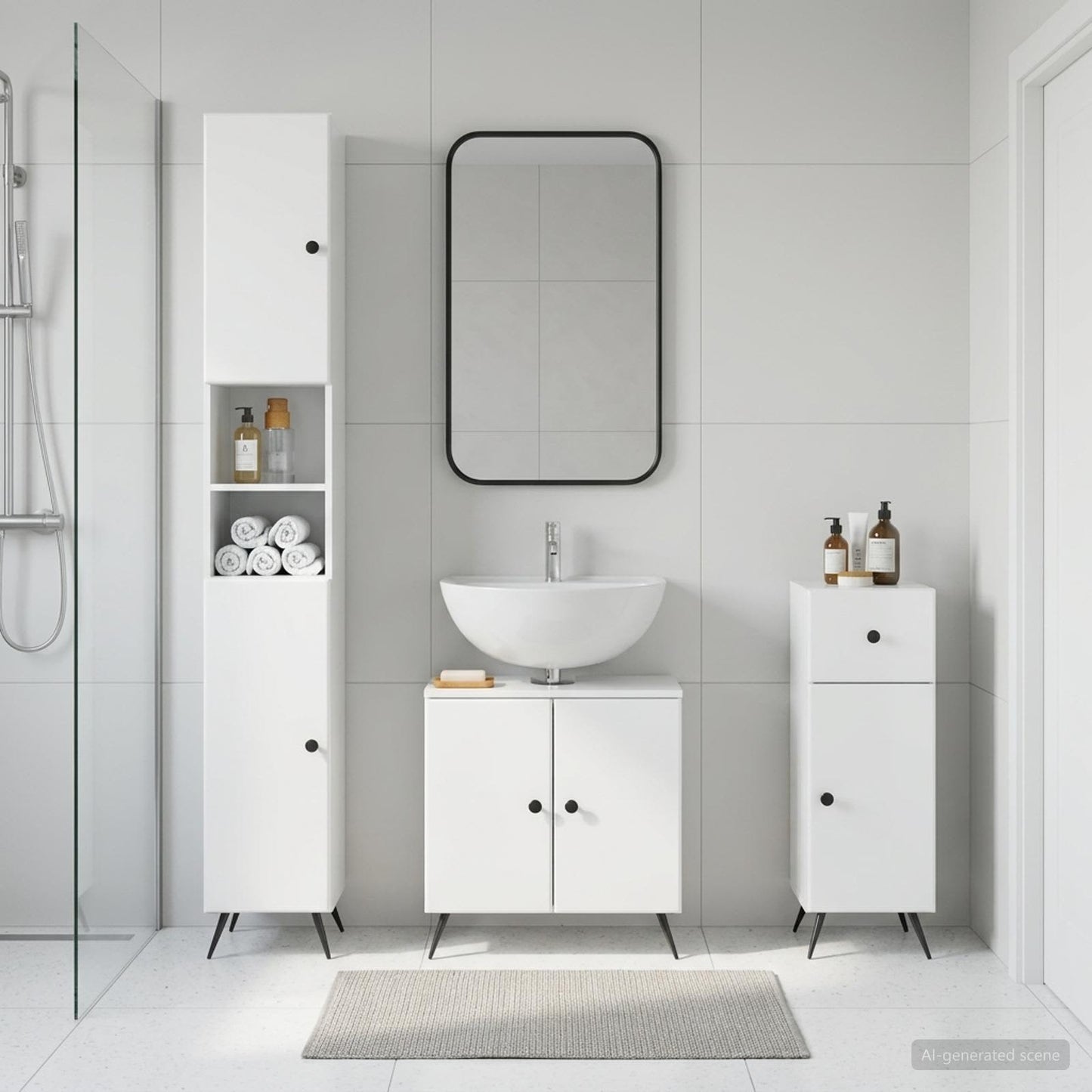 vidaXL 3 Piece Bathroom Cabinet Set BREDA Engineered Wood 1