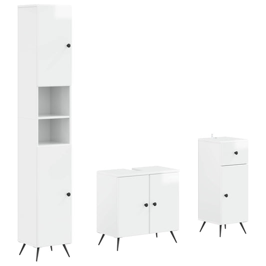 vidaXL 3 Piece Bathroom Cabinet Set BREDA Engineered Wood 2