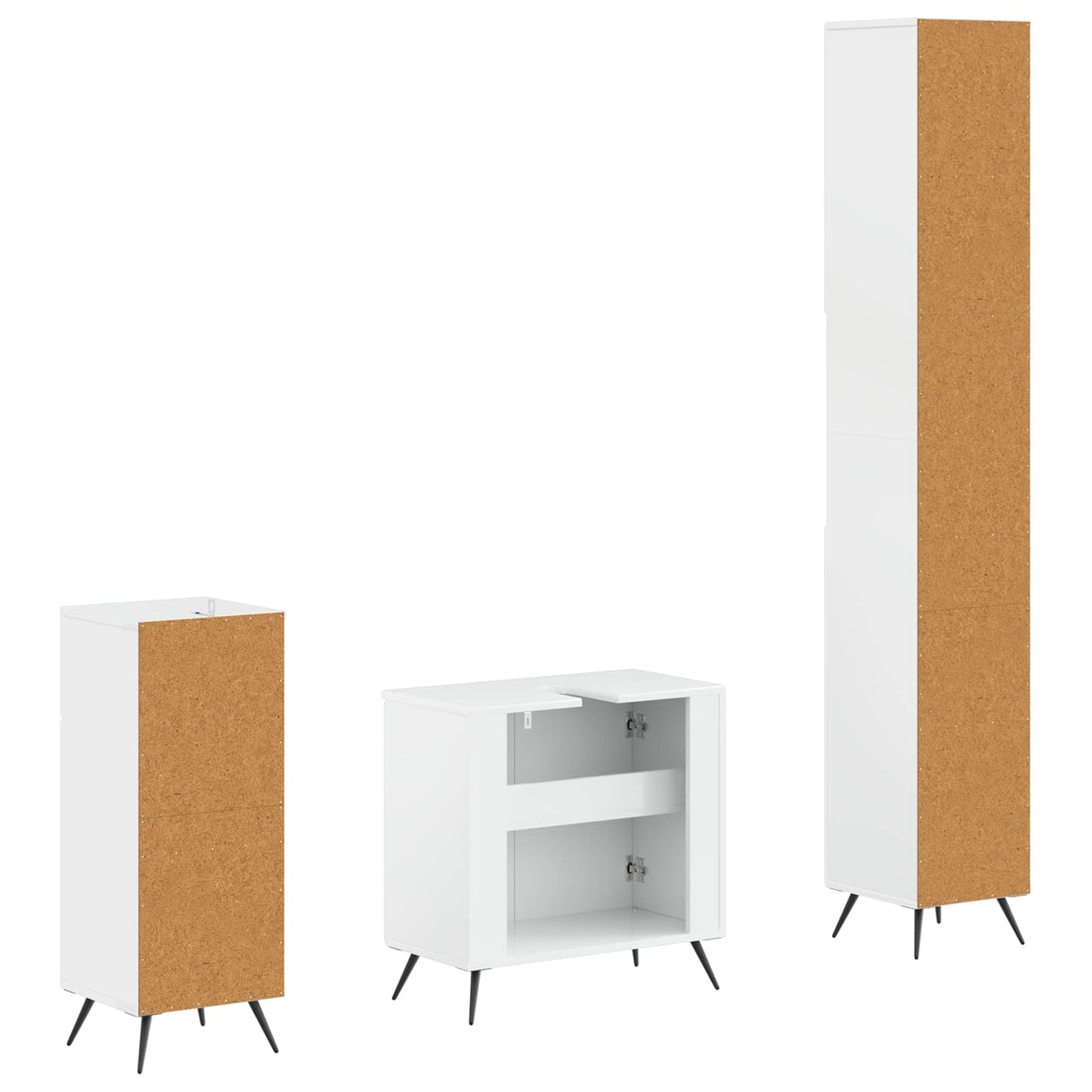vidaXL 3 Piece Bathroom Cabinet Set BREDA Engineered Wood 6