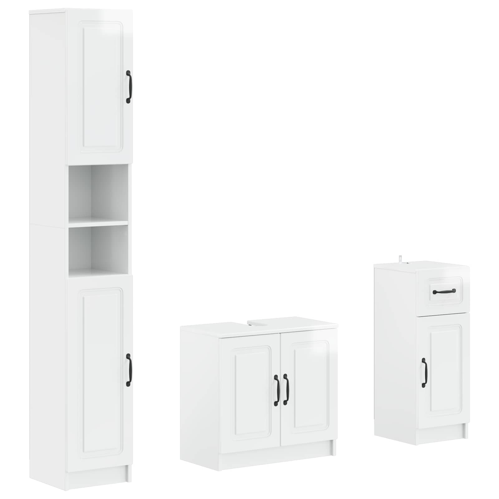 vidaXL 3 Piece Bathroom Cabinet Set UTRECHT Engineered Wood 2