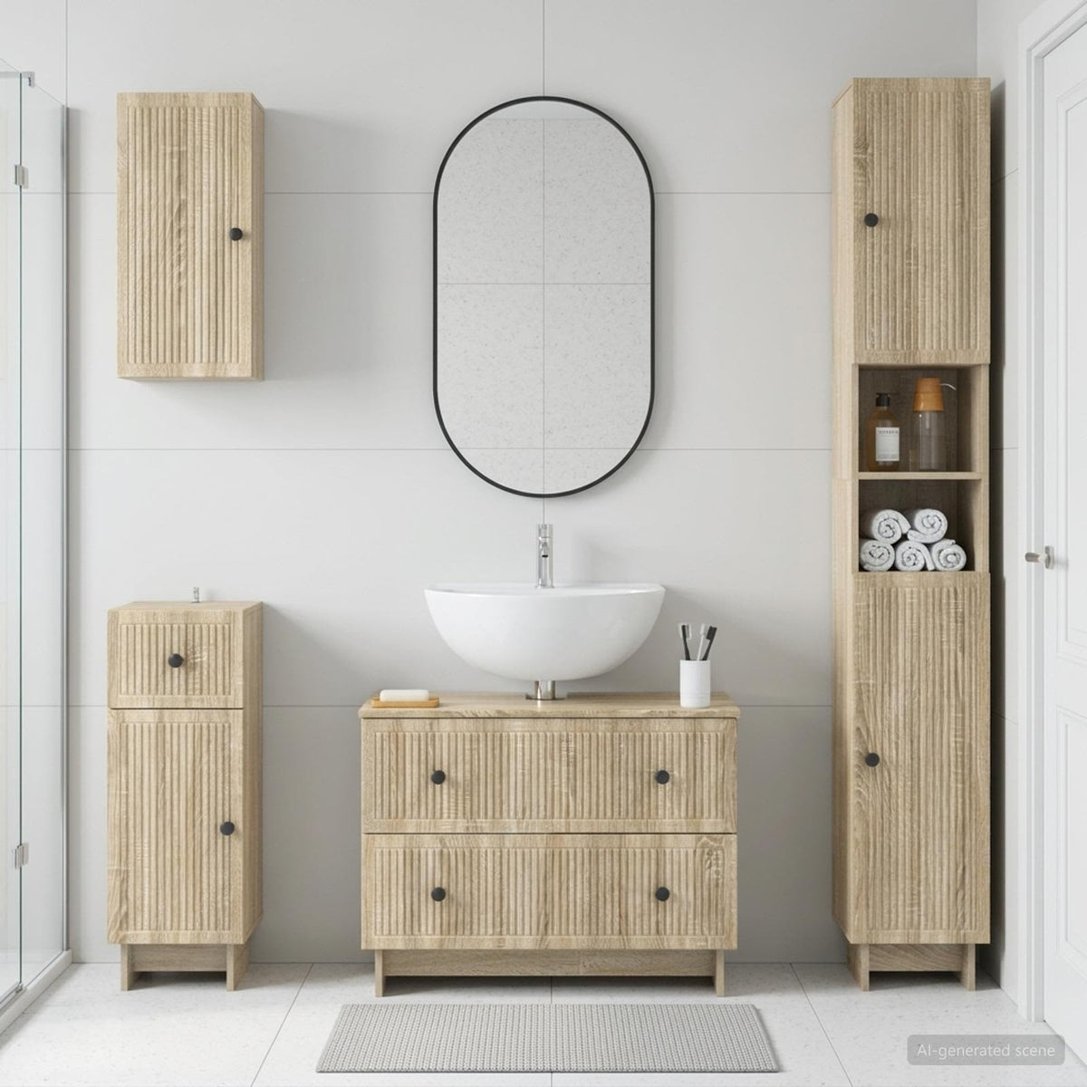 vidaXL 4 Piece Bathroom Cabinet Set EDE Sonoma Oak Engineered Wood 1