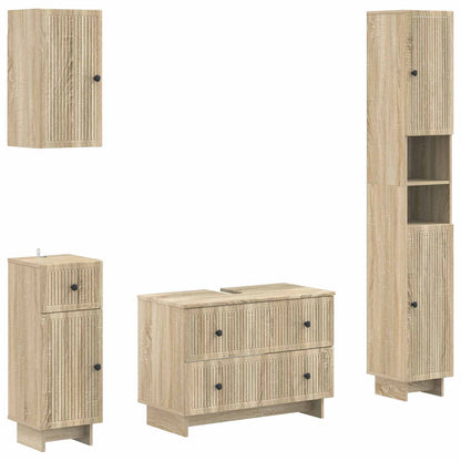 vidaXL 4 Piece Bathroom Cabinet Set EDE Sonoma Oak Engineered Wood 2