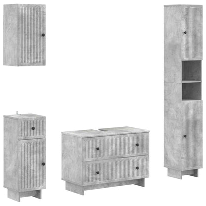 vidaXL 4 Piece Bathroom Cabinet Set EDE Concrete Grey Engineered Wood 2
