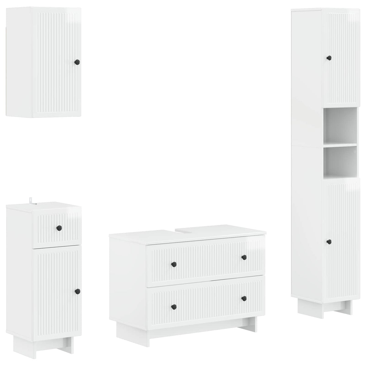vidaXL 4 Piece Bathroom Cabinet Set EDE High Gloss White 2