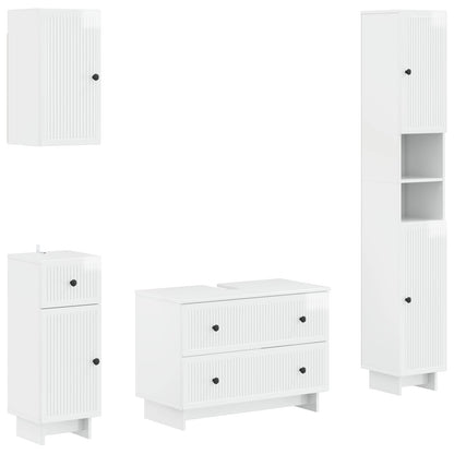 vidaXL 4 Piece Bathroom Cabinet Set EDE High Gloss White 2