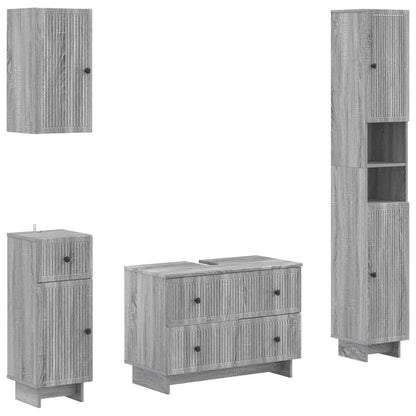 vidaXL 4 Piece Bathroom Cabinet Set EDE Grey Sonoma Engineered Wood 2