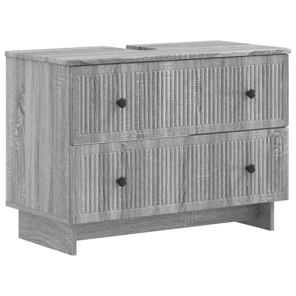vidaXL 4 Piece Bathroom Cabinet Set EDE Grey Sonoma Engineered Wood 5