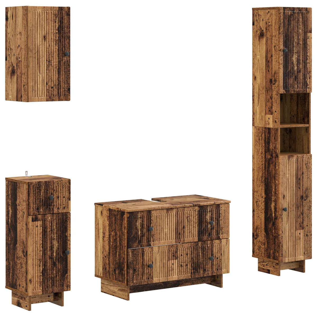 vidaXL 4 Piece Bathroom Cabinet Set EDE Old Wood Engineered Wood 2