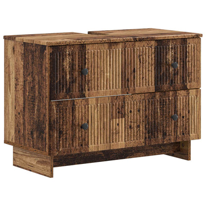 vidaXL 4 Piece Bathroom Cabinet Set EDE Old Wood Engineered Wood 5