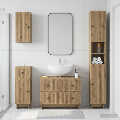 vidaXL 4 Piece Bathroom Cabinet Set EDE Artisan Oak Engineered Wood 1