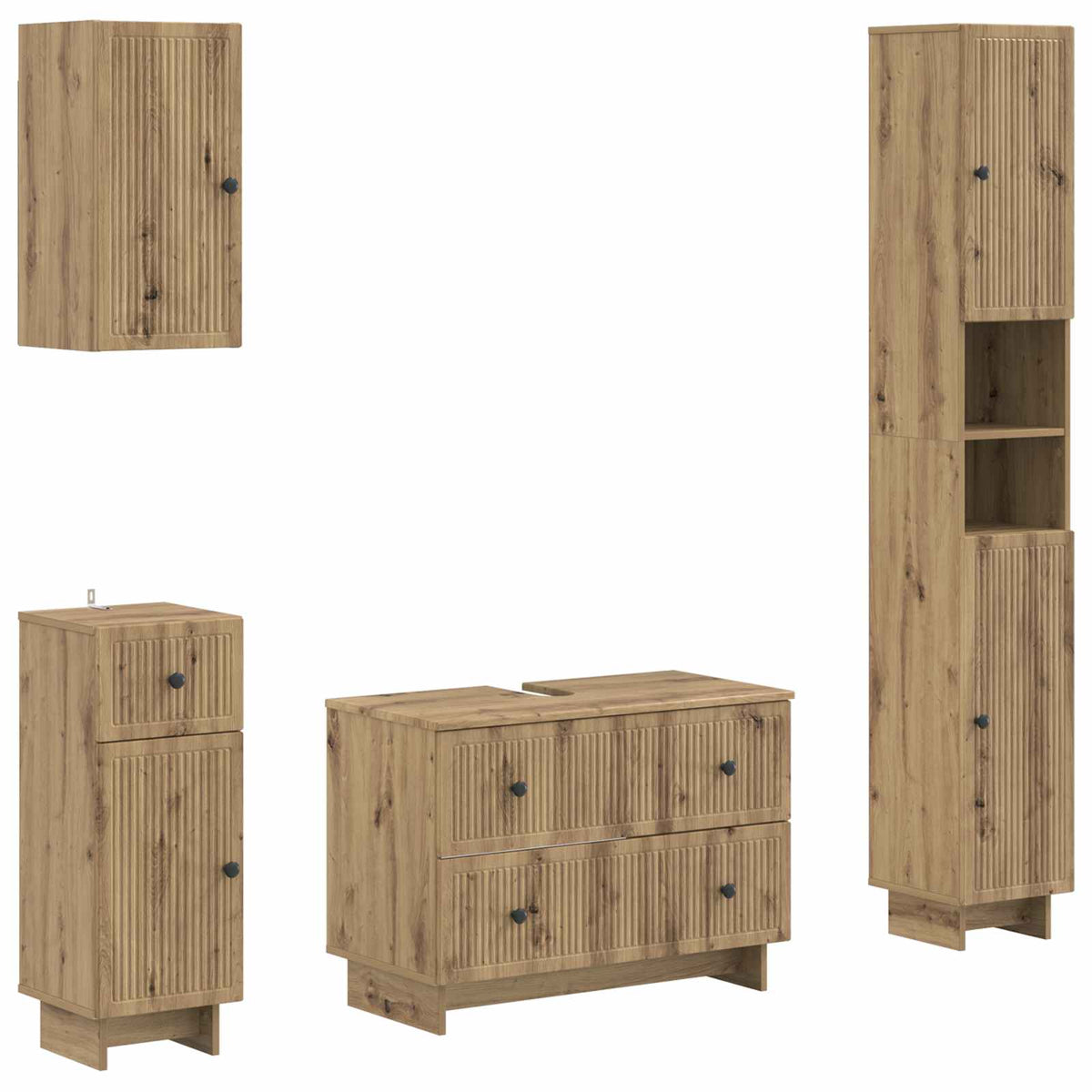 vidaXL 4 Piece Bathroom Cabinet Set EDE Artisan Oak Engineered Wood 2