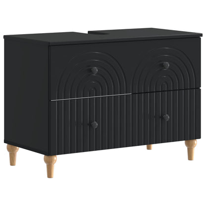 vidaXL 4 Piece Bathroom Cabinet Set ALKMAAR Black Engineered Wood 5