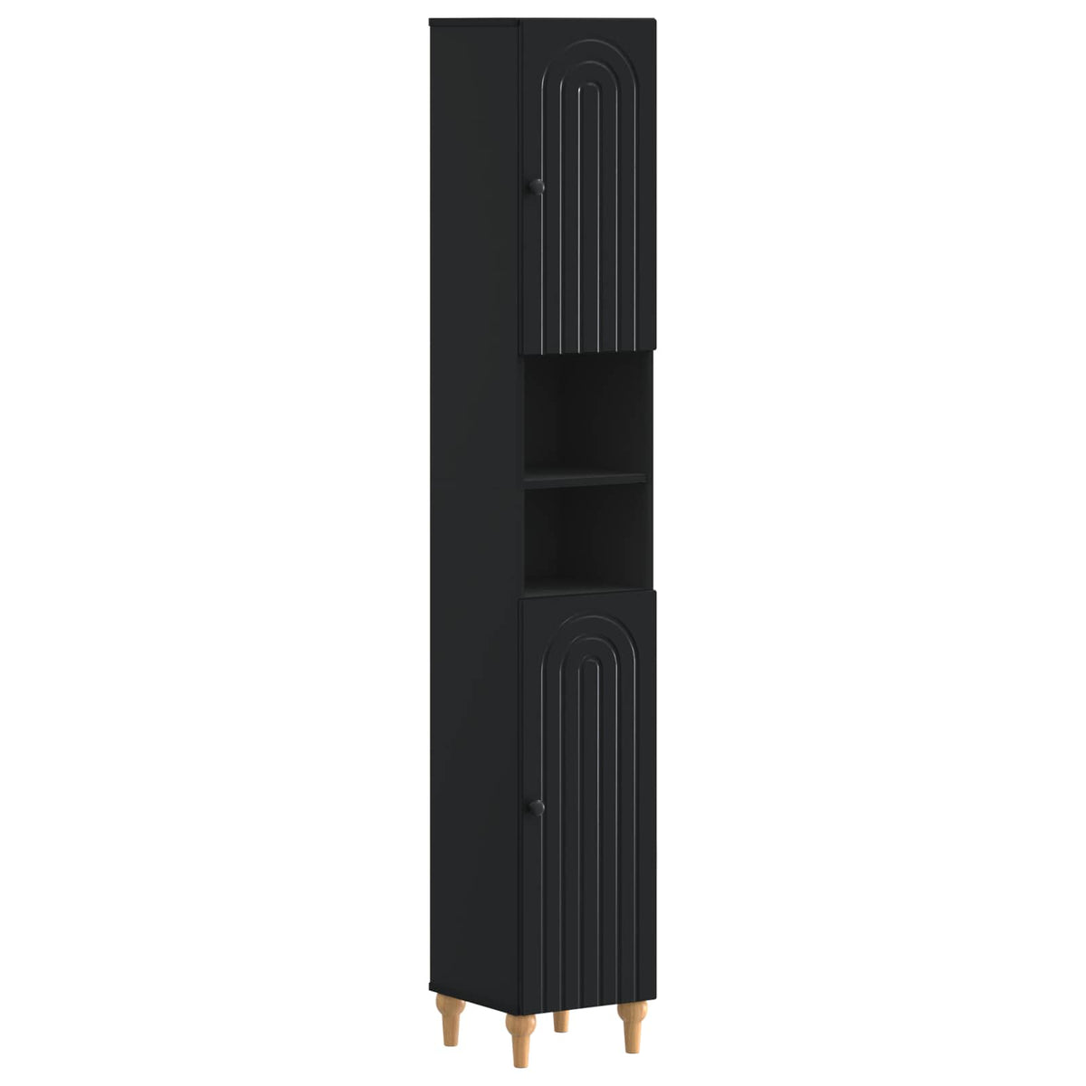 vidaXL 4 Piece Bathroom Cabinet Set ALKMAAR Black Engineered Wood 6