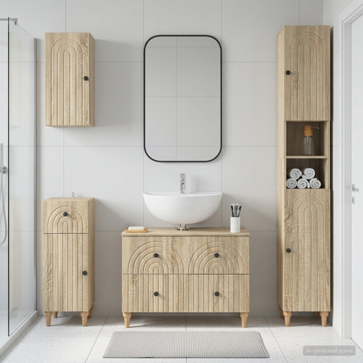 vidaXL 4 Piece Bathroom Cabinet Set ALKMAAR Sonoma Oak Engineered Wood 1