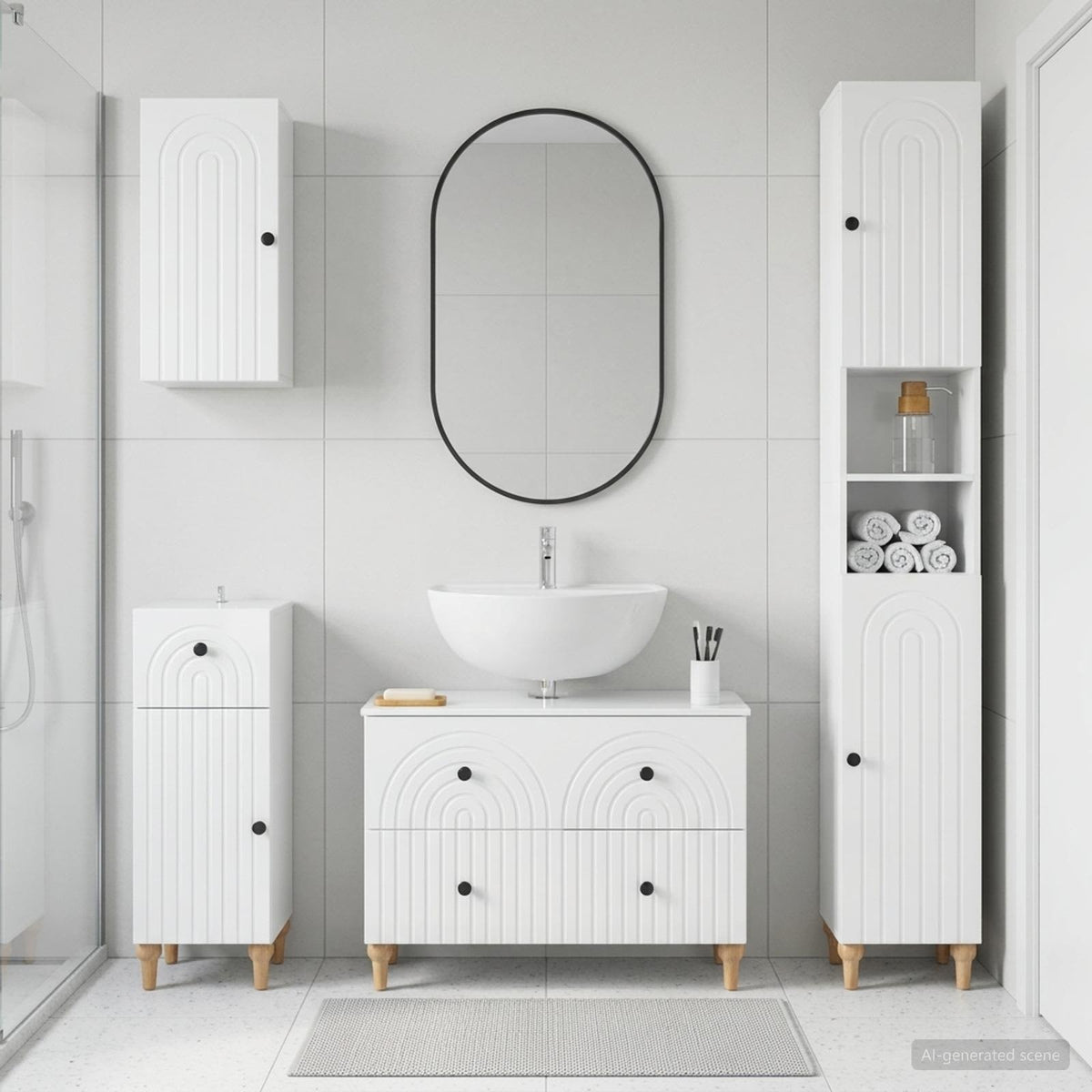 vidaXL 4 Piece Bathroom Cabinet Set ALKMAAR High Gloss White 1