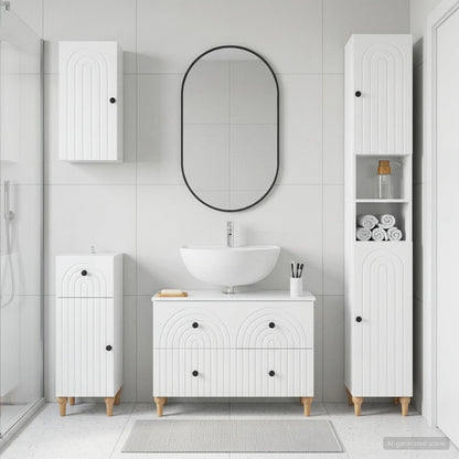 vidaXL 4 Piece Bathroom Cabinet Set ALKMAAR High Gloss White 1