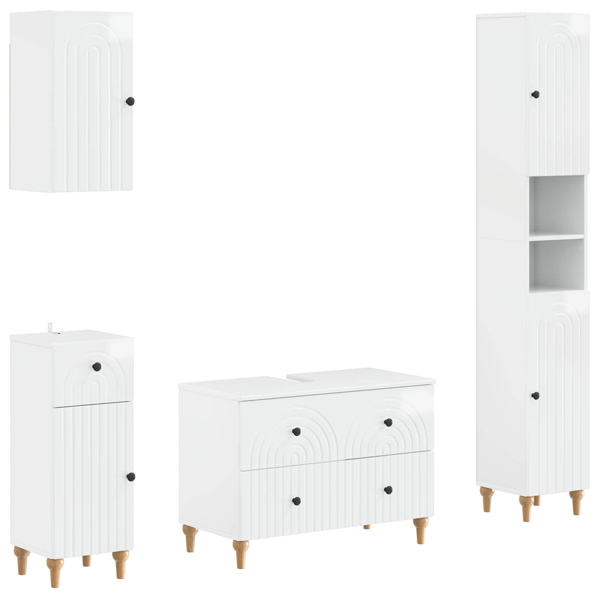 vidaXL 4 Piece Bathroom Cabinet Set ALKMAAR High Gloss White 2