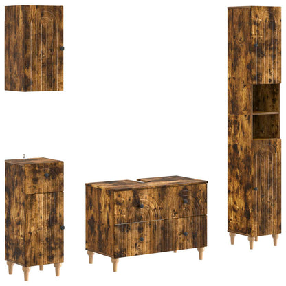 vidaXL 4 Piece Bathroom Cabinet Set ALKMAAR Smoked Oak Engineered Wood 2