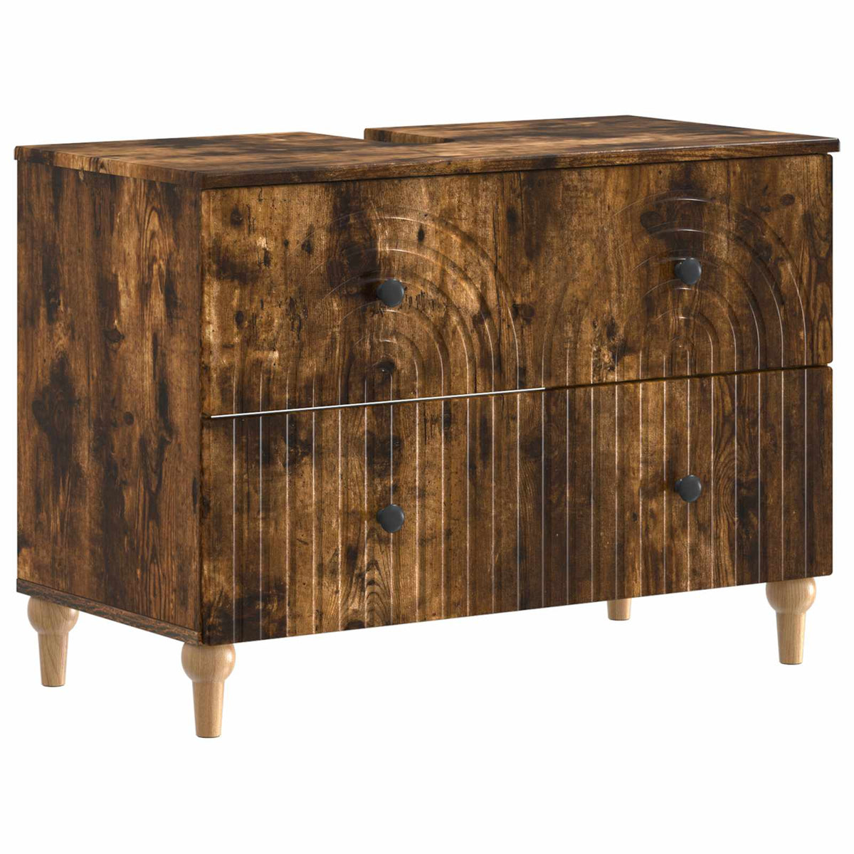 vidaXL 4 Piece Bathroom Cabinet Set ALKMAAR Smoked Oak Engineered Wood 5