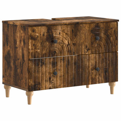 vidaXL 4 Piece Bathroom Cabinet Set ALKMAAR Smoked Oak Engineered Wood 5