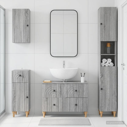 vidaXL 4 Piece Bathroom Cabinet Set ALKMAAR Grey Sonoma 1