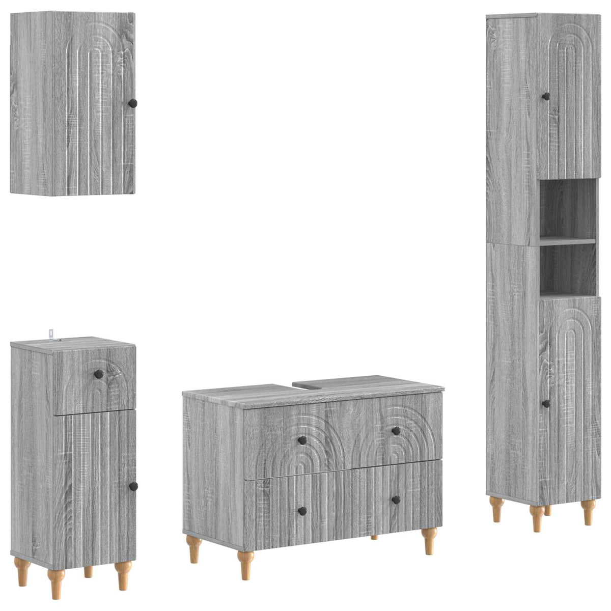 vidaXL 4 Piece Bathroom Cabinet Set ALKMAAR Grey Sonoma 2
