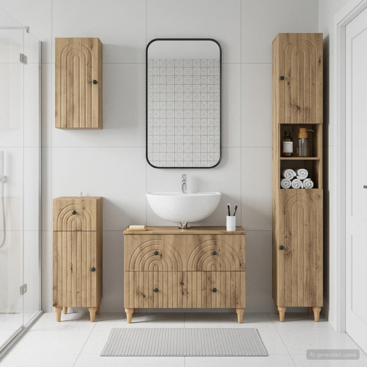 vidaXL 4 Piece Bathroom Cabinet Set ALKMAAR Artisan Oak 1