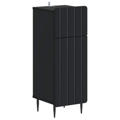 vidaXL 4 Piece Bathroom Cabinet Set ZWOLLE Black Engineered Wood 4