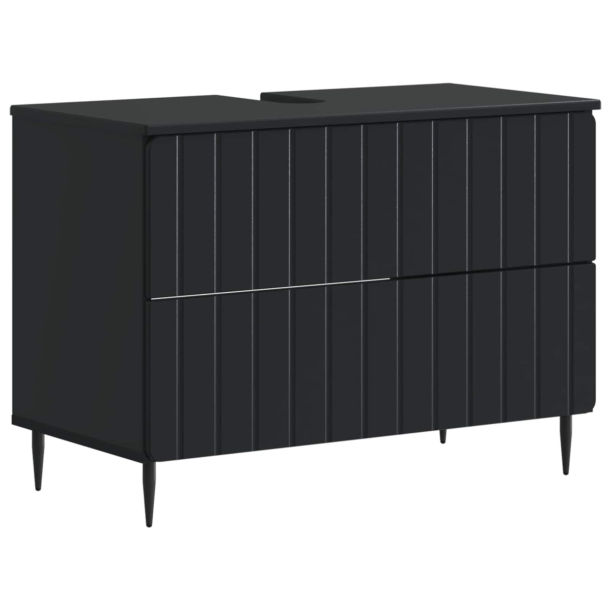 vidaXL 4 Piece Bathroom Cabinet Set ZWOLLE Black Engineered Wood 5