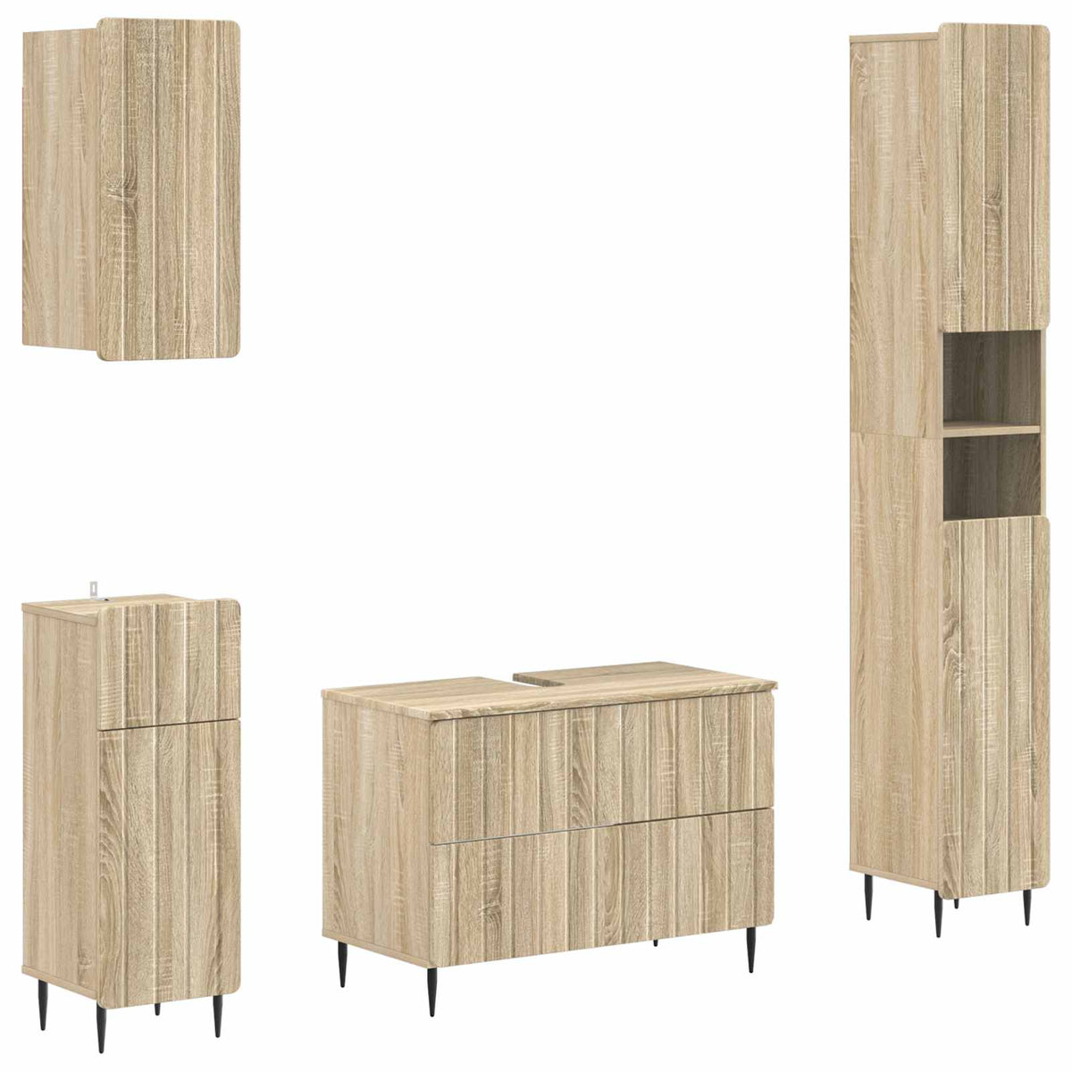 vidaXL 4 Piece Bathroom Cabinet Set ZWOLLE Sonoma Oak Engineered Wood 2