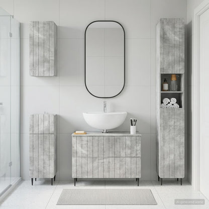 vidaXL 4 Piece Bathroom Cabinet Set ZWOLLE Concrete Grey 1