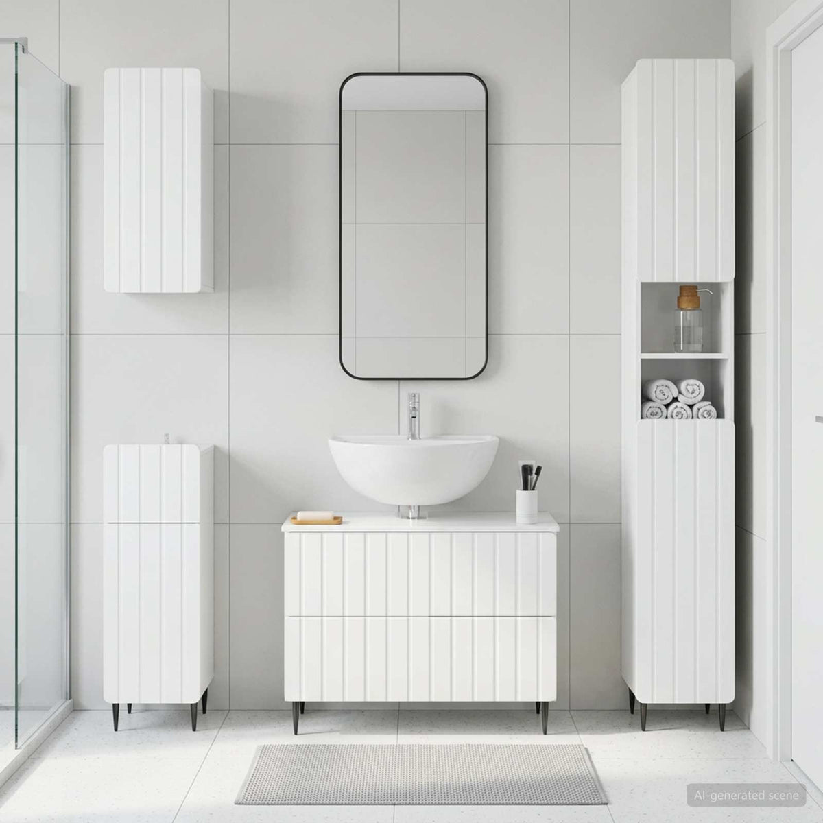 vidaXL 4 Piece Bathroom Cabinet Set ZWOLLE High Gloss White 1