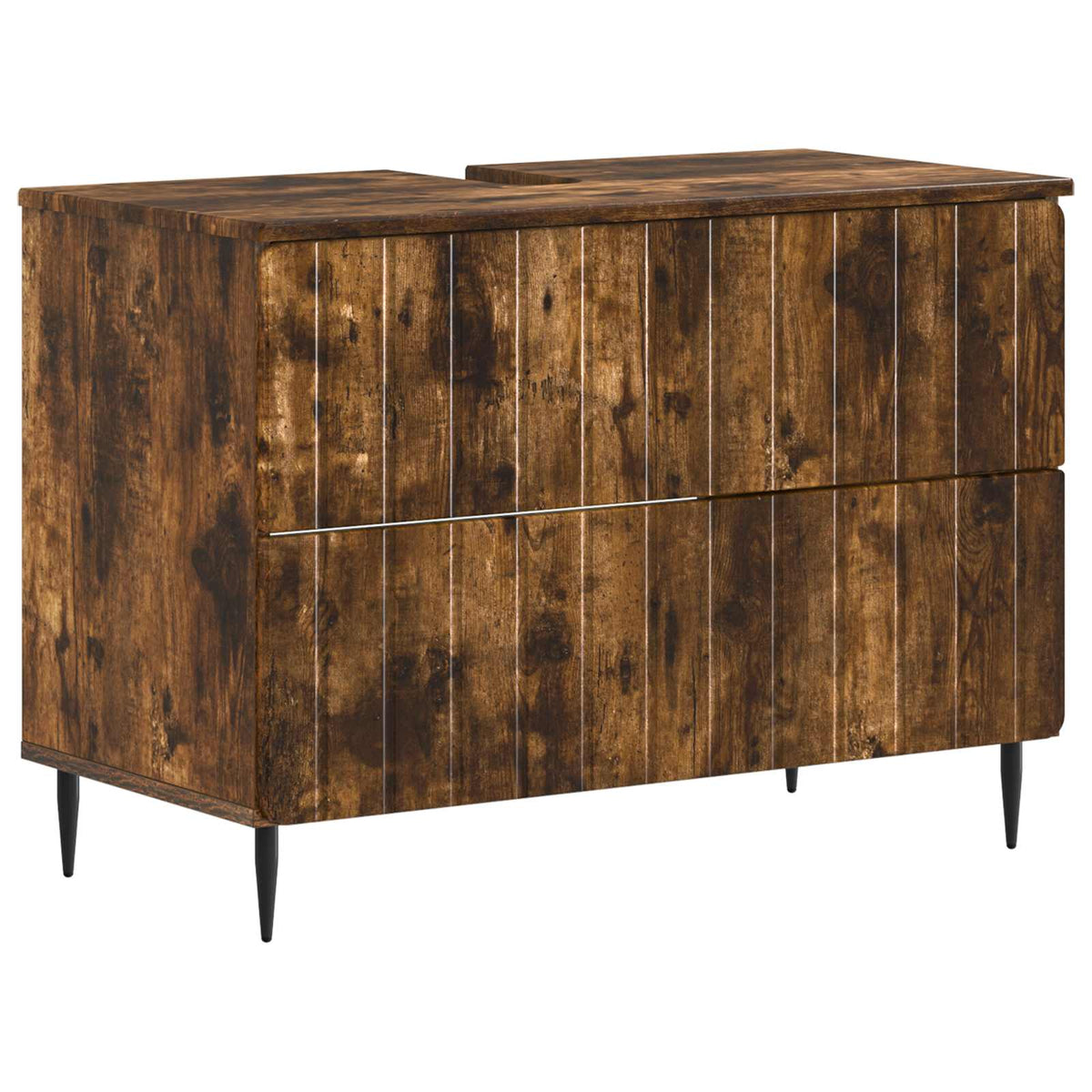 vidaXL 4 Piece Bathroom Cabinet Set ZWOLLE Smoked Oak Engineered Wood 5