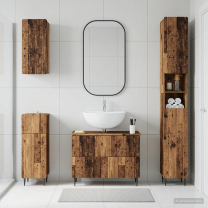 vidaXL 4 Piece Bathroom Cabinet Set ZWOLLE Old Wood Engineered Wood 1