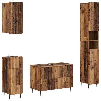 vidaXL 4 Piece Bathroom Cabinet Set ZWOLLE Old Wood Engineered Wood 2