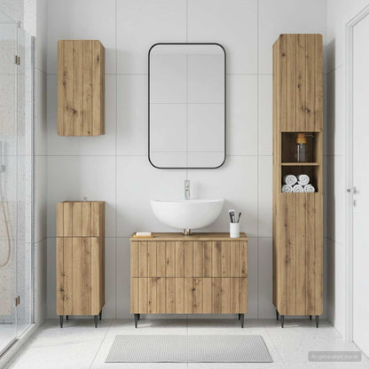 vidaXL 4 Piece Bathroom Cabinet Set ZWOLLE Artisan Oak Engineered Wood 1