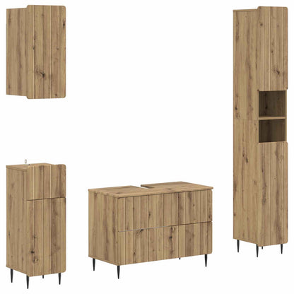 vidaXL 4 Piece Bathroom Cabinet Set ZWOLLE Artisan Oak Engineered Wood 2